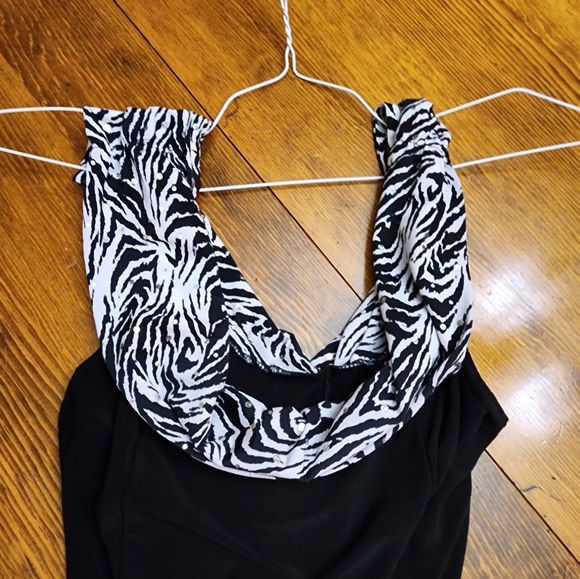 Bali black with zebra accent little black dress - Picture 1 of 6